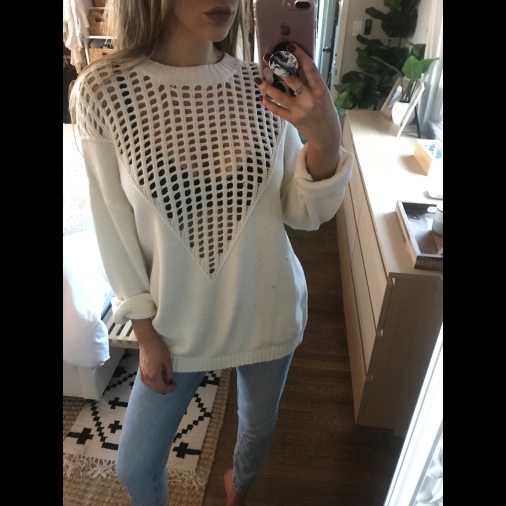 Geometric cut out oversized tunic sweater